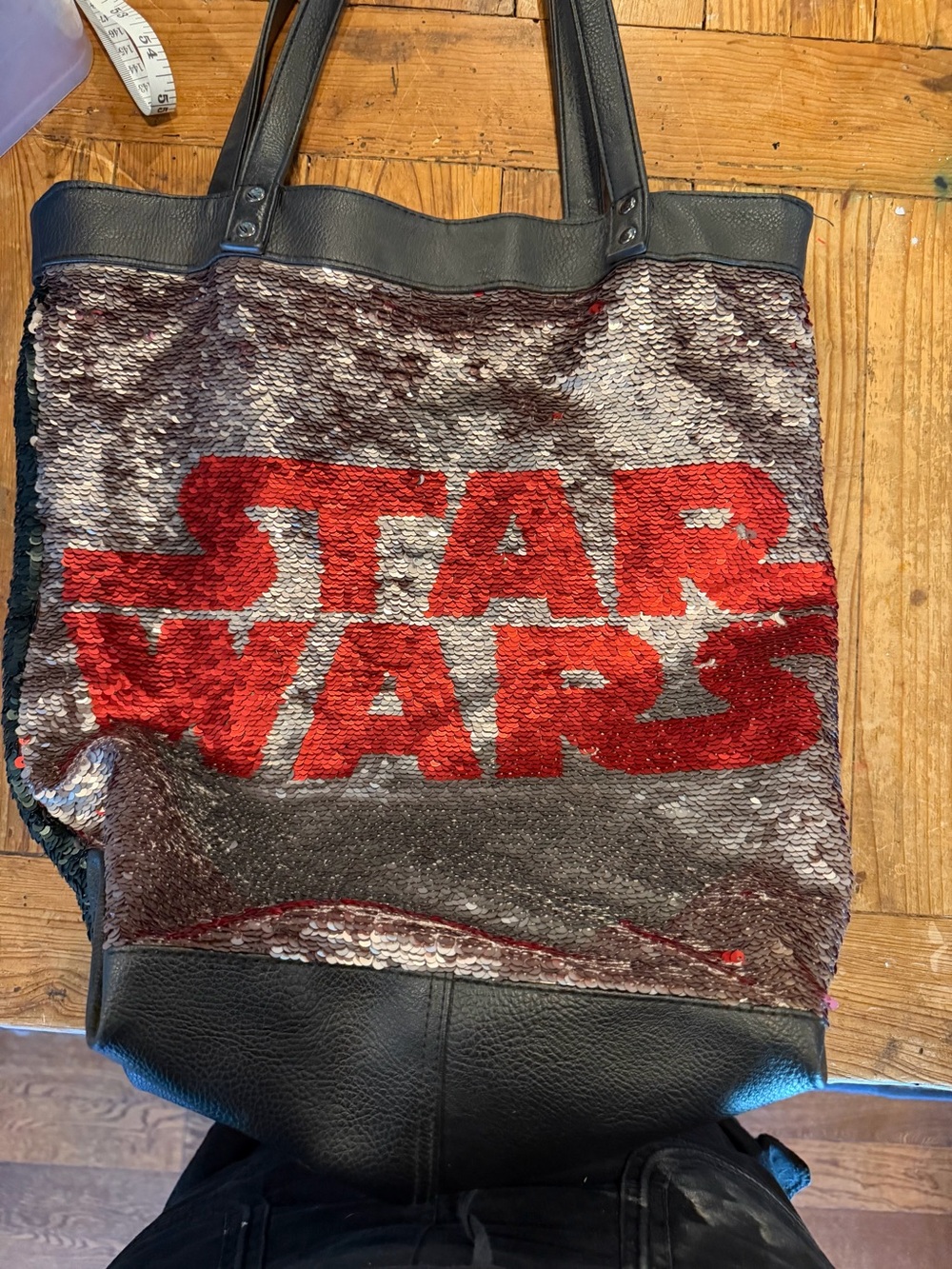 Star Wars Red and Black Sequin Tote Bag